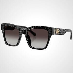 Dolce & Gabbana Sunglasses Black Embossed Cocco Square Acetate Gold DG